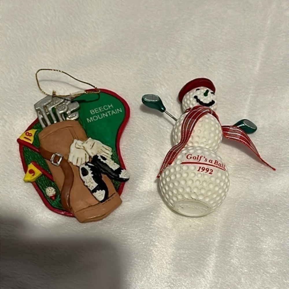 Vintage Golf - Hallmark Golfs a Ball Snowman Christmas Ornament & Beech Mountain